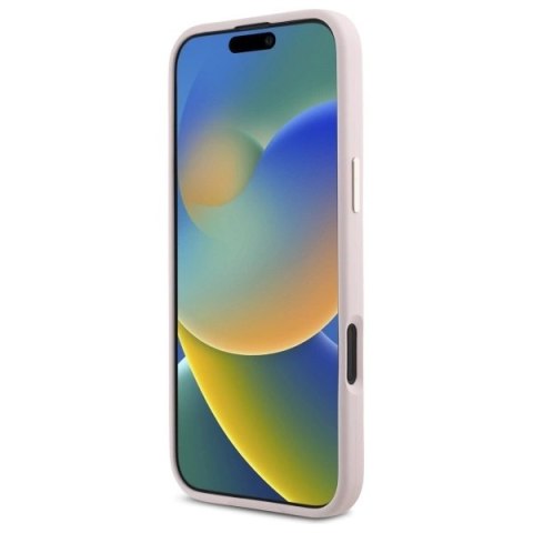 Etui Guess Silicone Script Metal Logo & Frame na iPhone 16 Plus - różowe