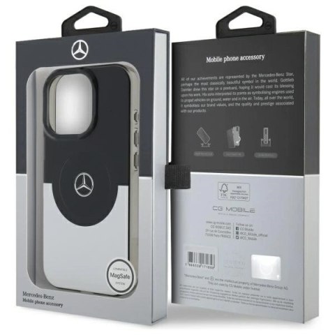 Etui Mercedes Doubel Layer BiColor MagSafe na iPhone 16 Pro - srebrne