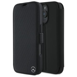 Etui Mercedes Leather Wood Imitation na iPhone 16 Pro Max - czarne