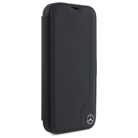 Etui Mercedes Leather Wood Imitation na iPhone 16 Pro Max - czarne