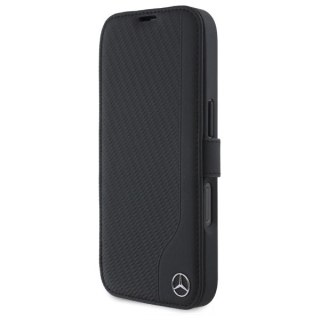Etui Mercedes Leather Wood Imitation na iPhone 16 Pro - czarne