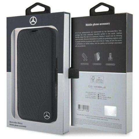 Etui Mercedes Leather Wood Imitation na iPhone 16 Pro - czarne