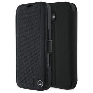 Etui Mercedes Leather Wood Imitation na iPhone 16 - czarne