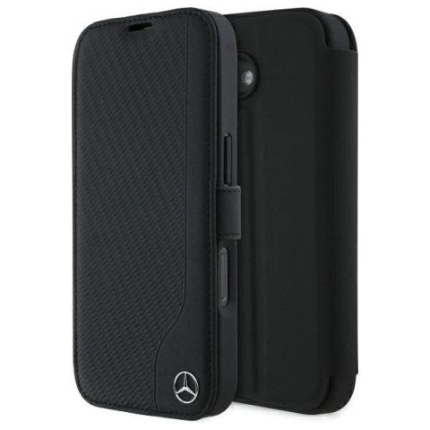 Etui Mercedes Leather Wood Imitation na iPhone 16 - czarne