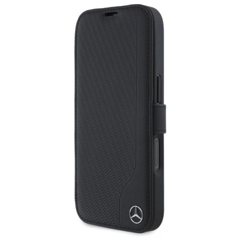 Etui Mercedes Leather Wood Imitation na iPhone 16 - czarne