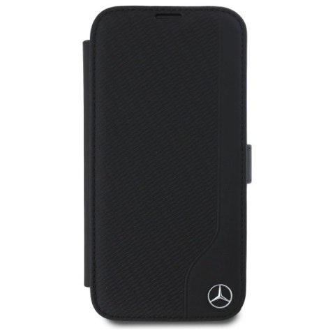 Etui Mercedes Leather Wood Imitation na iPhone 16 - czarne