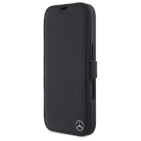 Etui Mercedes Leather Wood Imitation na iPhone 16 - czarne