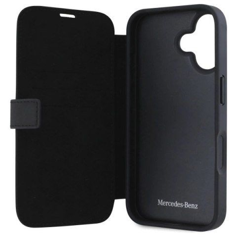 Etui Mercedes Leather Wood Imitation na iPhone 16 - czarne