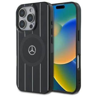 Etui Mercedes MB Double Layer Crossed Lines MagSafe na iPhone 16 Pro Max - czarne