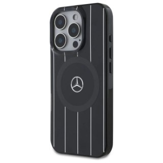 Etui Mercedes MB Double Layer Crossed Lines MagSafe na iPhone 16 Pro Max - czarne