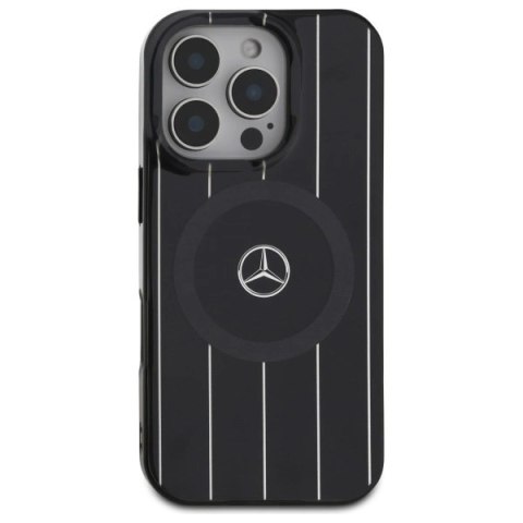 Etui Mercedes MB Double Layer Crossed Lines MagSafe na iPhone 16 Pro Max - czarne