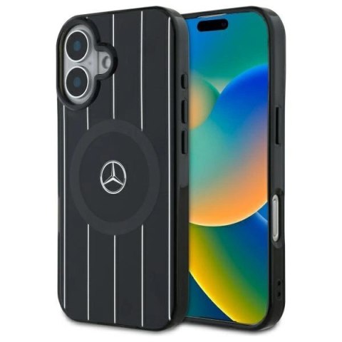 Etui Mercedes MB Double Layer Crossed Lines MagSafe na iPhone 16 - czarne