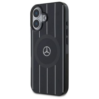 Etui Mercedes MB Double Layer Crossed Lines MagSafe na iPhone 16 - czarne