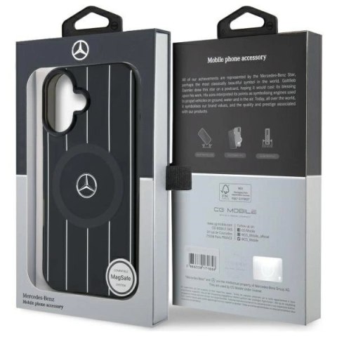 Etui Mercedes MB Double Layer Crossed Lines MagSafe na iPhone 16 - czarne