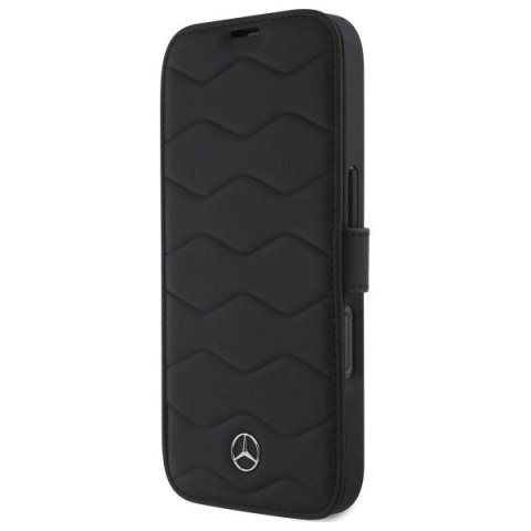 Etui Mercedes MB Waves Leather na iPhone 16 Pro Max - czarne
