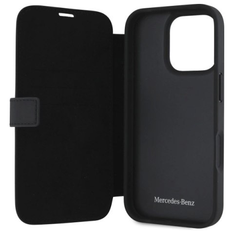 Etui Mercedes MB Waves Leather na iPhone 16 Pro Max - czarne