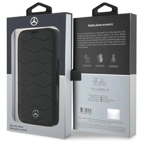 Etui Mercedes MB Waves Leather na iPhone 16 Pro Max - czarne