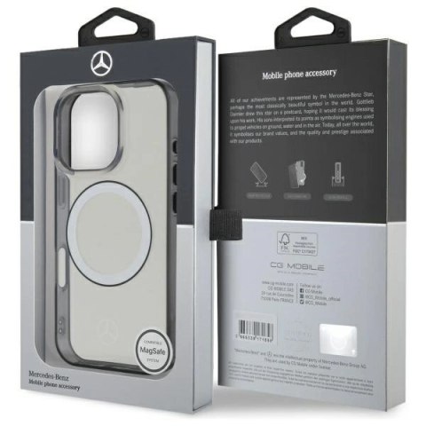 Etui Mercedes Printed logo MagSafe na iPhone 16 Pro - przezroczyste