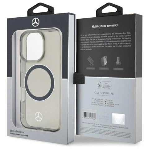 Etui Mercedes Silver Ring MagSafe na iPhone 16 Pro - czarne Etui Mercedes Silver Ring MagSafe na iPhone 16 Pro - czarne