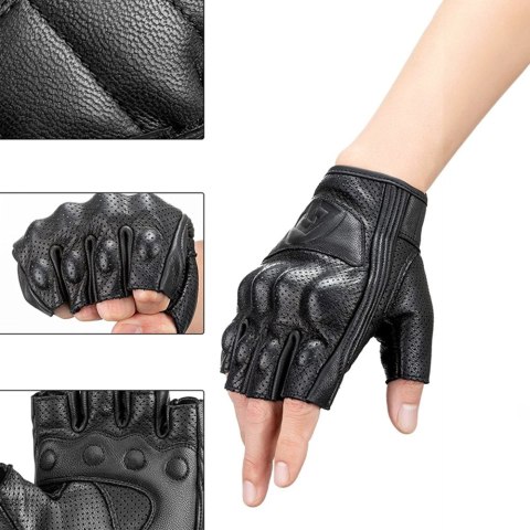 Rękawiczki motocyklowe Rockbros 16220006003 L skórzane - czarne Rękawiczki motocyklowe Rockbros 16220006003 L skórzane - czarne