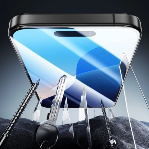 Szkło hartowane ESR Armorite na iPhone 16 z aplikatorem - z czarną ramką Szkło hartowane ESR Armorite na iPhone 16 z aplikatorem - z czarną ramką