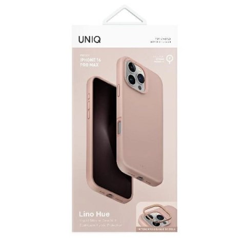 Etui UNIQ Lino Hue Magclick Charging na iPhone 16 Pro Max - różowe