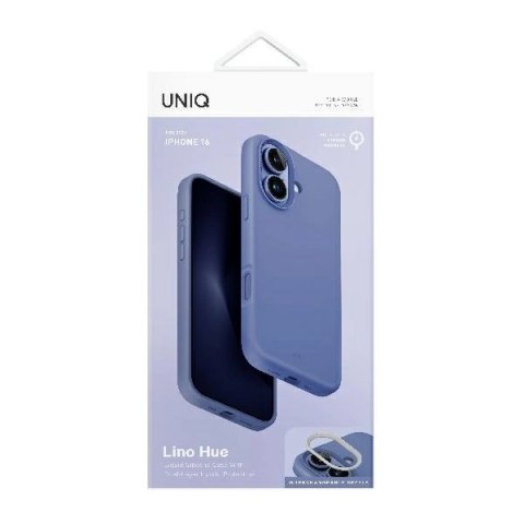 Etui UNIQ Lino Hue Magclick Charging na iPhone 16 - niebieskie