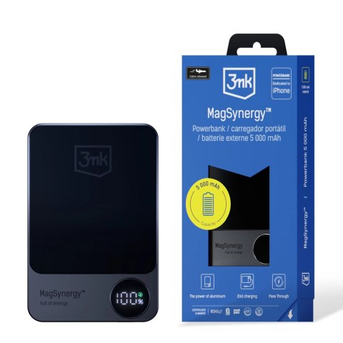 Powerbank 3mk MagSynergy z MagSafe 5000 mAh 18W - czarny