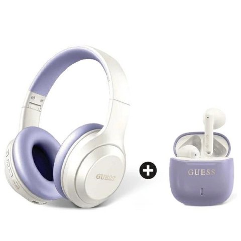 Zestaw słuchawek Guess nauszne Bluetooth + TWS fioletowe Zestaw słuchawek Guess nauszne Bluetooth + TWS fioletowe
