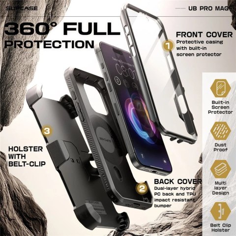 Etui Supcase UB Pro Mag MagSafe na iPhone 16 Pro Max - czarne Etui Supcase UB Pro Mag MagSafe na iPhone 16 Pro Max - czarne