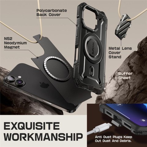 Etui Supcase UB XT Mag z MagSafe na iPhone 16 - czarne Etui Supcase UB XT Mag z MagSafe na iPhone 16 - czarne