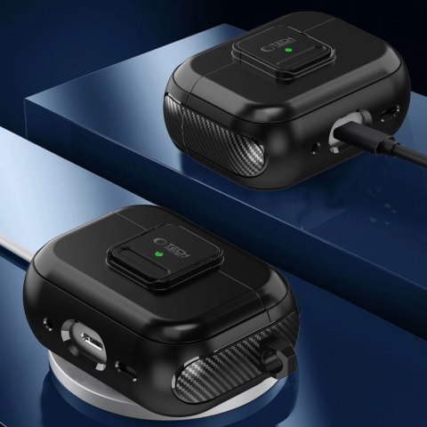 Etui Tech-Protect Defender Hook MagSafe z karabińczykiem na Apple AirPods Pro 1 / 2 - czarne