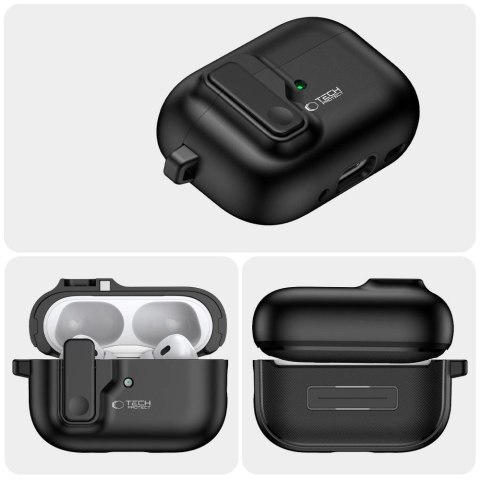 Etui Tech-Protect Slim Hook z karabińczykiem na Apple AirPods Pro 1 / 2 - czarne