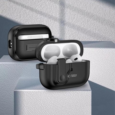 Etui Tech-Protect Slim Hook z karabińczykiem na Apple AirPods Pro 1 / 2 - czarne