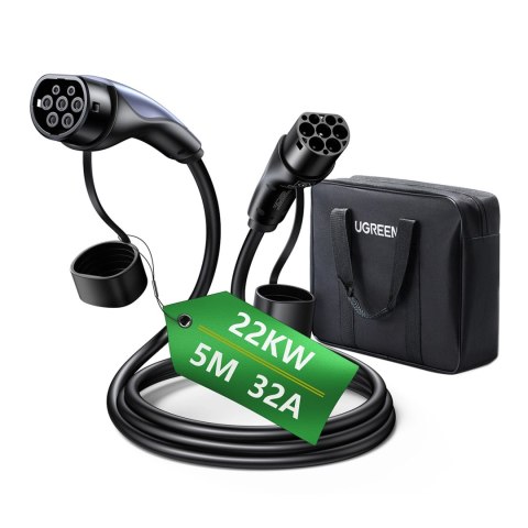 Kabel do ładowania samochodu elektrycznego Ugreen EV708 32A 22kW 5m IP55 - czarny Kabel do ładowania samochodu elektrycznego Ugreen EV708 32A 22kW 5m IP55 - czarny
