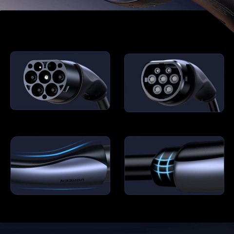 Kabel do ładowania samochodu elektrycznego Ugreen EV708 32A 22kW 5m IP55 - czarny Kabel do ładowania samochodu elektrycznego Ugreen EV708 32A 22kW 5m IP55 - czarny