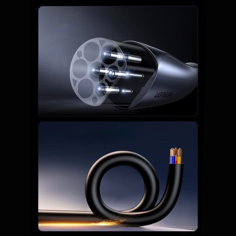Kabel do ładowania samochodu elektrycznego Ugreen EV708 32A 22kW 5m IP55 - czarny Kabel do ładowania samochodu elektrycznego Ugreen EV708 32A 22kW 5m IP55 - czarny