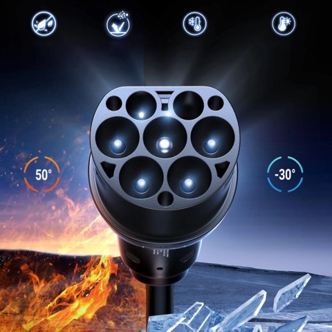 Kabel do ładowania samochodu elektrycznego Ugreen EV708 32A 22kW 5m IP55 - czarny Kabel do ładowania samochodu elektrycznego Ugreen EV708 32A 22kW 5m IP55 - czarny