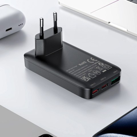 Ładowarka Acefast A100 65W GaN 2 USB-C+ USB-A ultra cienka - czarna Ładowarka Acefast A100 65W GaN 2 USB-C+ USB-A ultra cienka - czarna