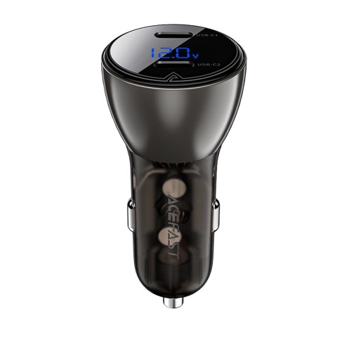 Ładowarka samochodowa Acefast B10 60W (2x USB-C) z wyświetlaczem i metalową obudową - czarna Ładowarka samochodowa Acefast B10 60W (2x USB-C) z wyświetlaczem i metalową obudową - czarna