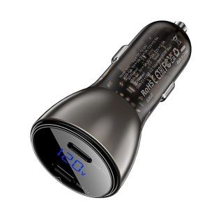 Ładowarka samochodowa Acefast B10 60W (2x USB-C) z wyświetlaczem i metalową obudową - czarna