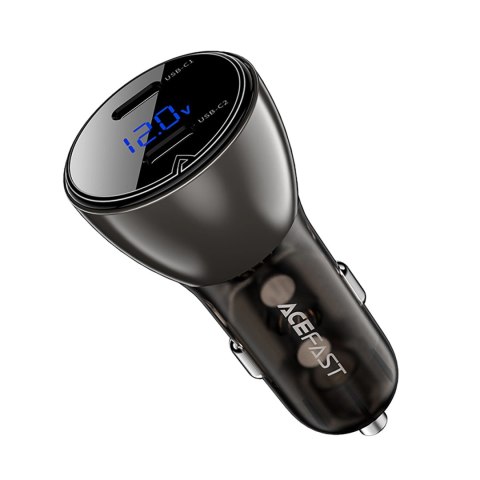 Ładowarka samochodowa Acefast B10 60W (2x USB-C) z wyświetlaczem i metalową obudową - czarna Ładowarka samochodowa Acefast B10 60W (2x USB-C) z wyświetlaczem i metalową obudową - czarna