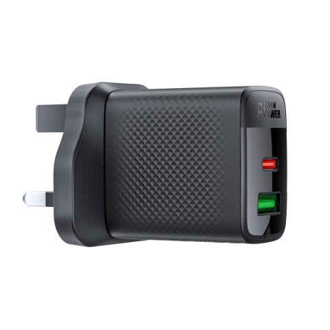 Ładowarka sieciowa Acefast A99 30W GaN USB-C + USB-A (UK) - czarna