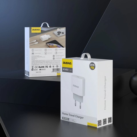 Ładowarka sieciowa Dudao A14EU PD 20W USB-C - biała Ładowarka sieciowa Dudao A14EU PD 20W USB-C - biała