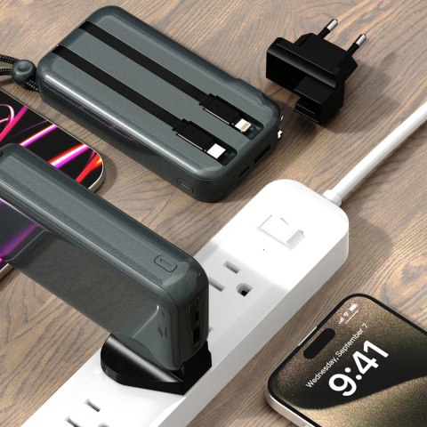 Ładowarka z powerbankiem Dudao K25 2in1 10000mAh z 3 wtyczkami - szara Ładowarka z powerbankiem Dudao K25 2in1 10000mAh z 3 wtyczkami - szara