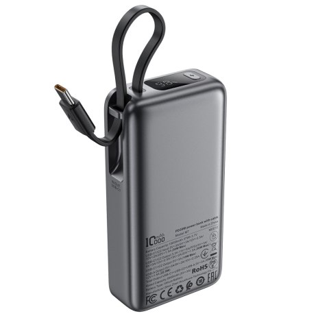 Powerbank Acefast M7-10000 PD30W z wbudowanym kablem - czarny