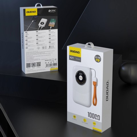 Powerbank Dudao K21 Mini 10000mAh 22.5W USB-A / USB-C - beżowy Powerbank Dudao K21 Mini 10000mAh 22.5W USB-A / USB-C - beżowy