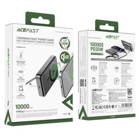 Powerbank magnetyczny Acefast M11-10000 30W Qi2 z MagSafe - czarny Powerbank magnetyczny Acefast M11-10000 30W Qi2 z MagSafe - czarny