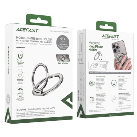 Ring uchwyt z podstawką Acefast P1 - srebrny Ring uchwyt z podstawką Acefast P1 - srebrny