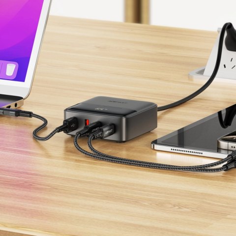 Stacja ładująca Acefast Z6 PD65W GaN (2 x USB-C + 2 x USB-A) z końcówką US - czarna Stacja ładująca Acefast Z6 PD65W GaN (2 x USB-C + 2 x USB-A) z końcówką US - czarna